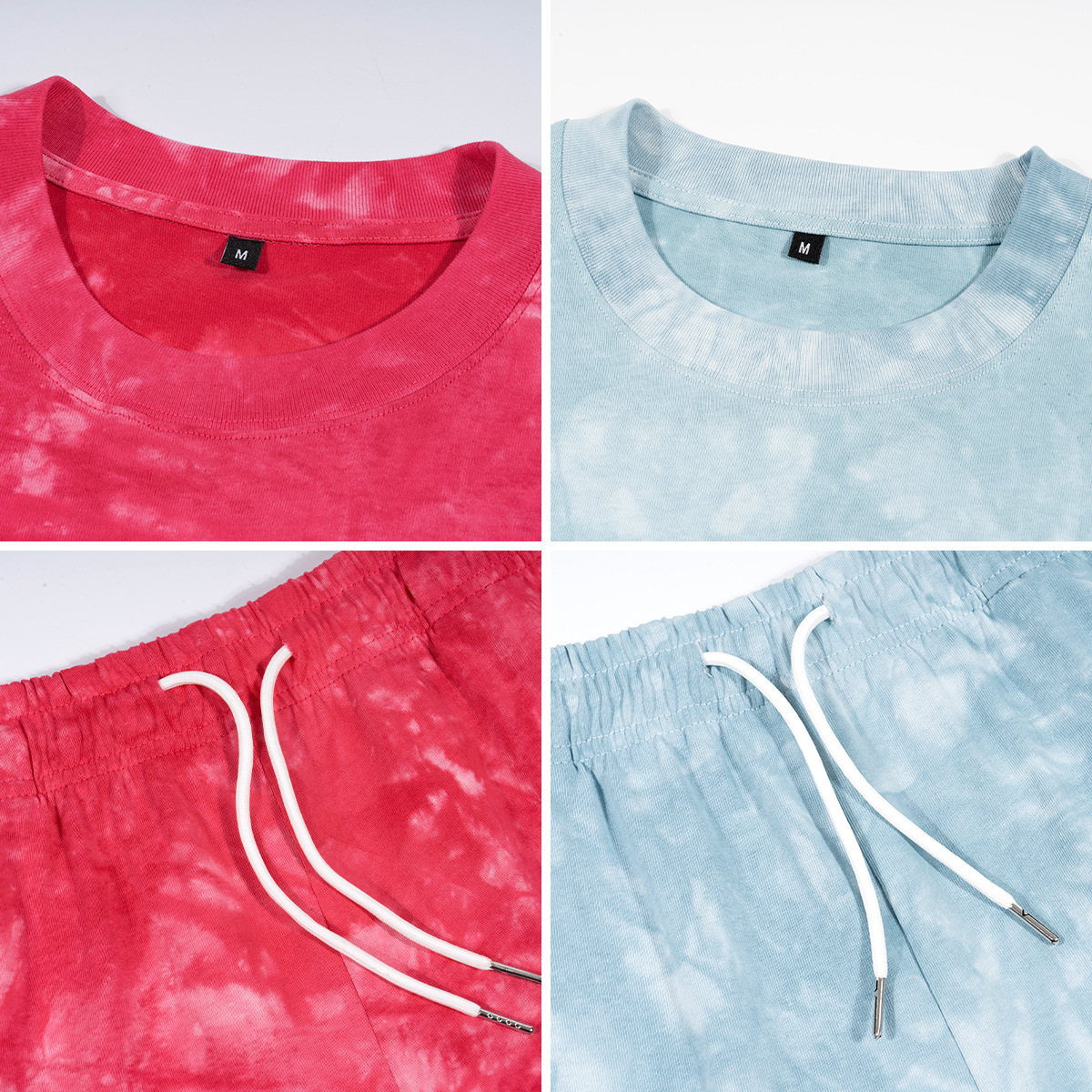 Loose cotton tie-dye suit short-sleeved shorts casual 8