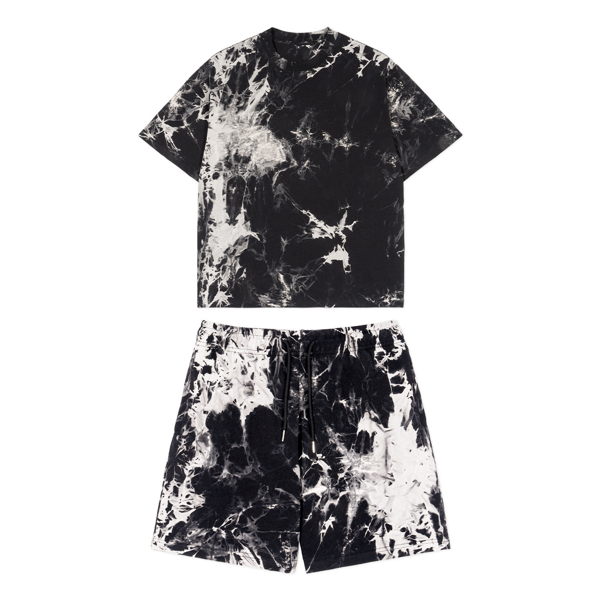 Loose cotton tie-dye suit short-sleeved shorts casual 8 01