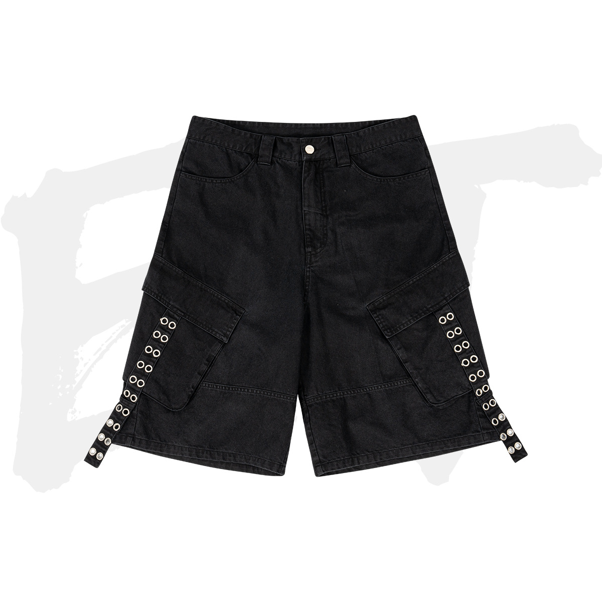Loose Fit Cotton Denim Cargo Shorts 18 01
