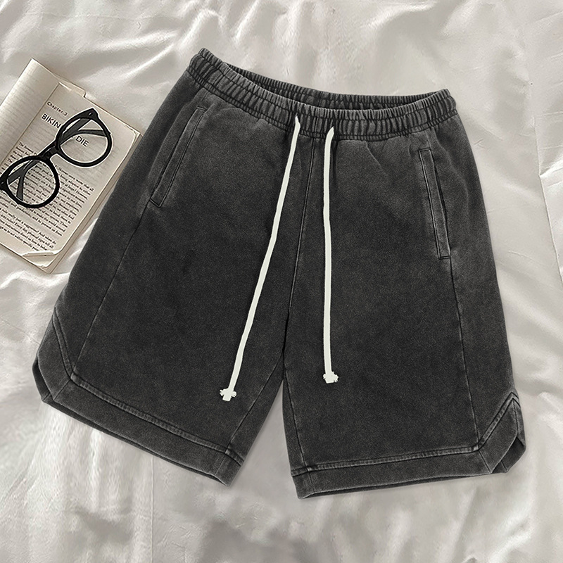 Washed cotton shorts casual retro 14 01