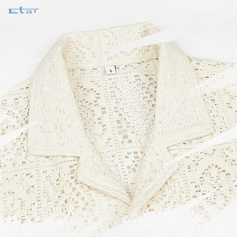 Casual loose hollow knit shirt short sleeves 32