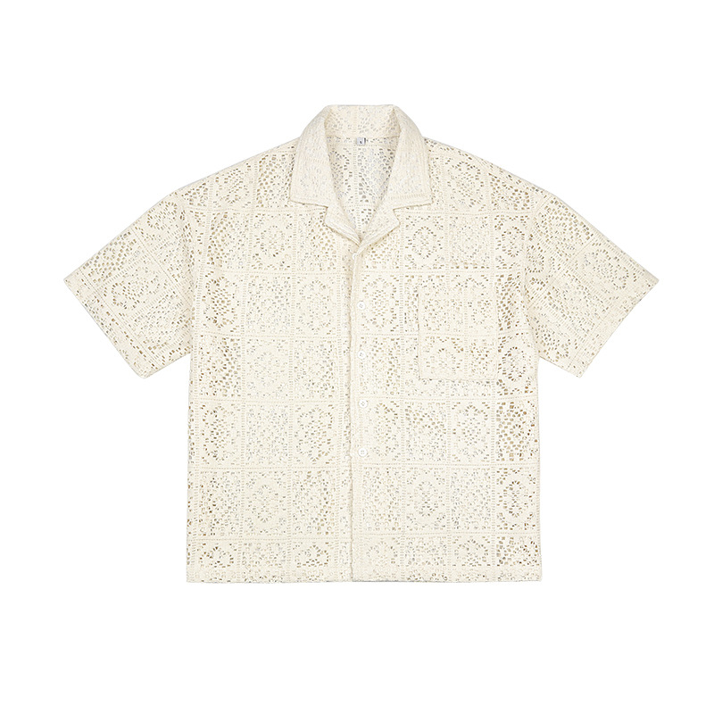 Casual loose hollow knit shirt short sleeves 32