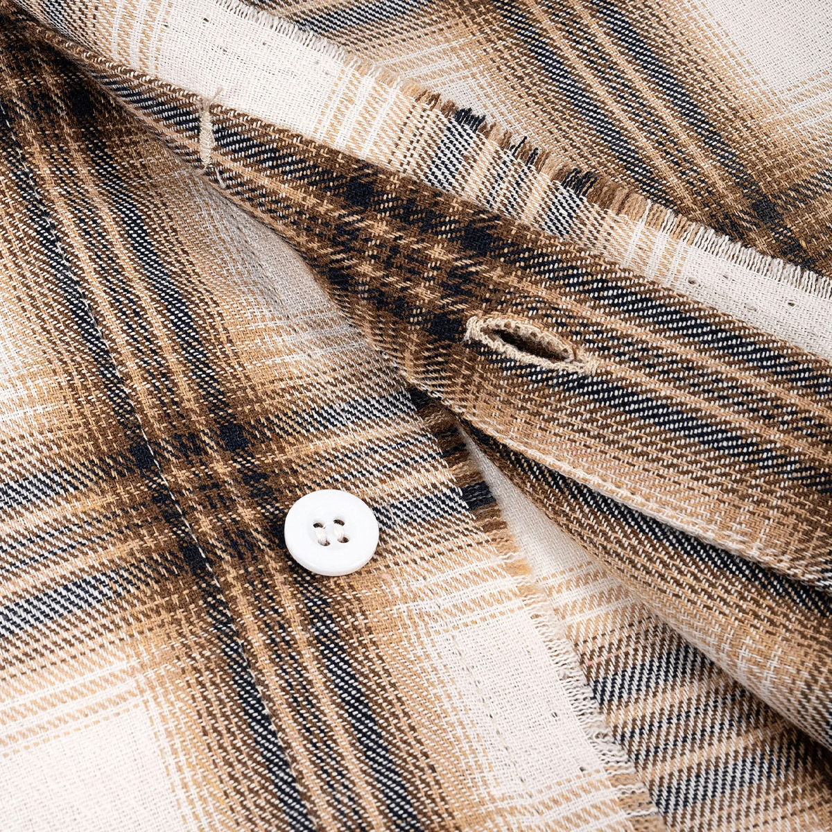 Ragged edge plaid shirt short sleeve loose shirt 25 02