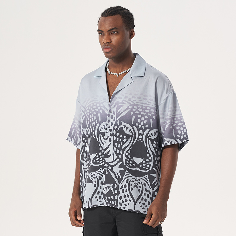 Short sleeve printed shirt loose fit top shirt casual 22