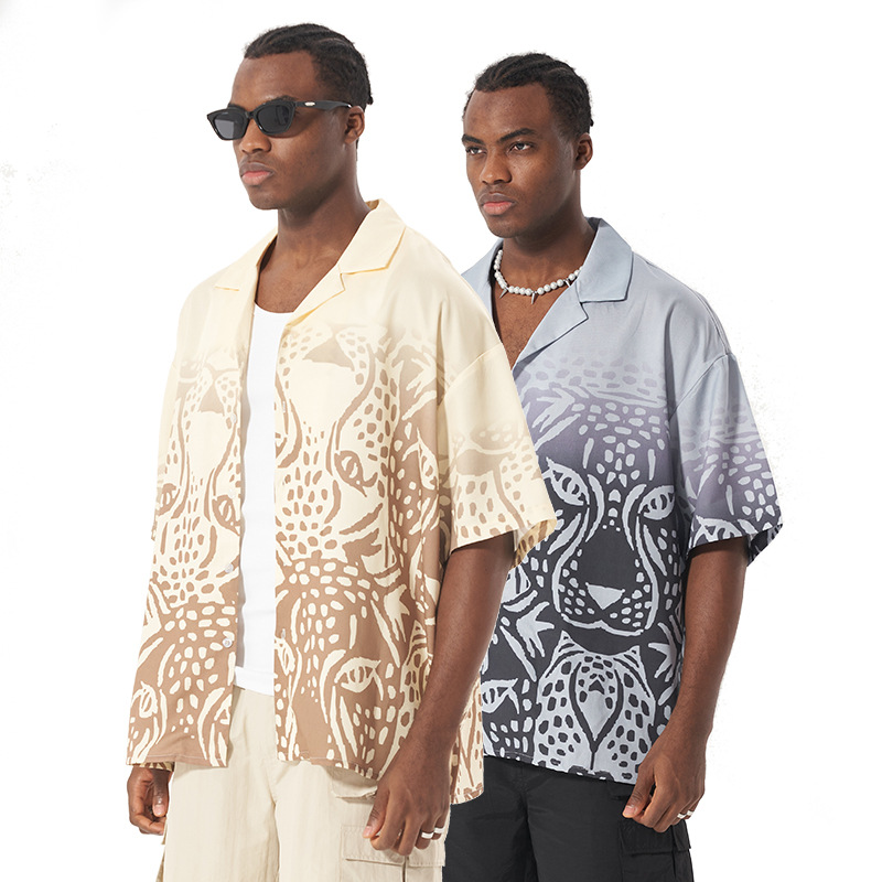 Short sleeve printed shirt loose fit top shirt casual 22