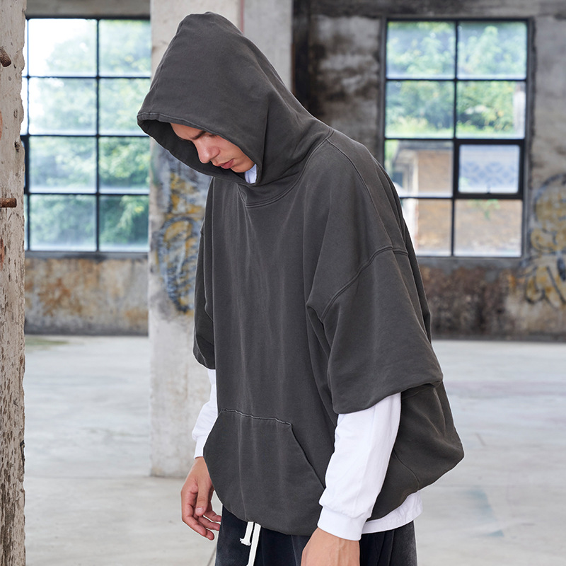 Men's half sleeve vintage washed hoodie 35