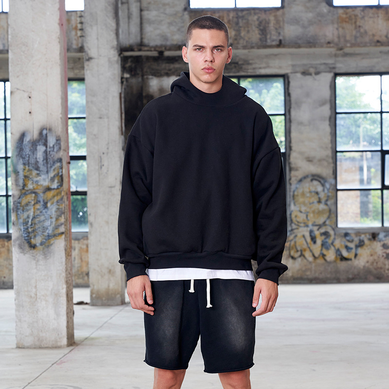 Men's solid color fleece hooded sweatshirt 42 01