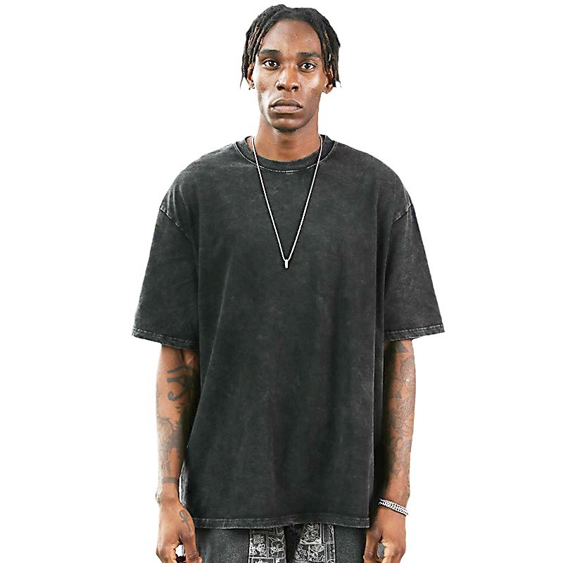 Linen Cotton T-shirt Hip-Hop Retro Loose Round Neck Short Sleeve 55 01